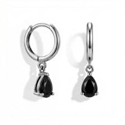 Black Onyx Hoop Earrings