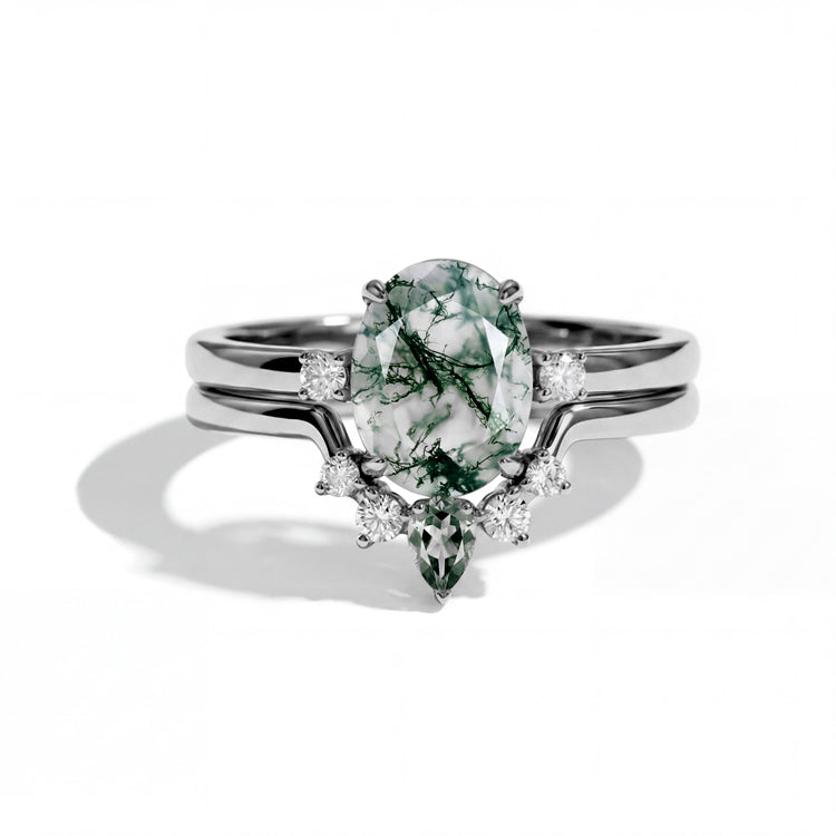 Moss Agate Stacking Ring Set