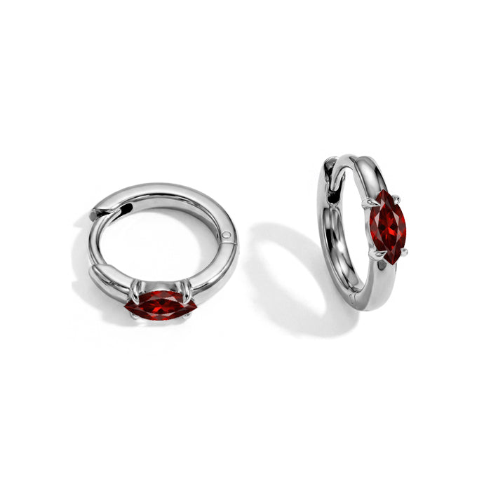 Huggies Garnet Earrings - Marquise