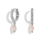 Hoops Earrings - Rose Quartz Marquise