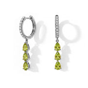 Long Peridot Hoop Earrings