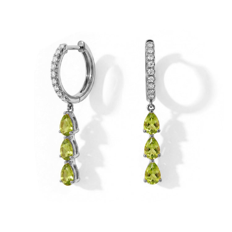 Long Peridot Hoop Earrings