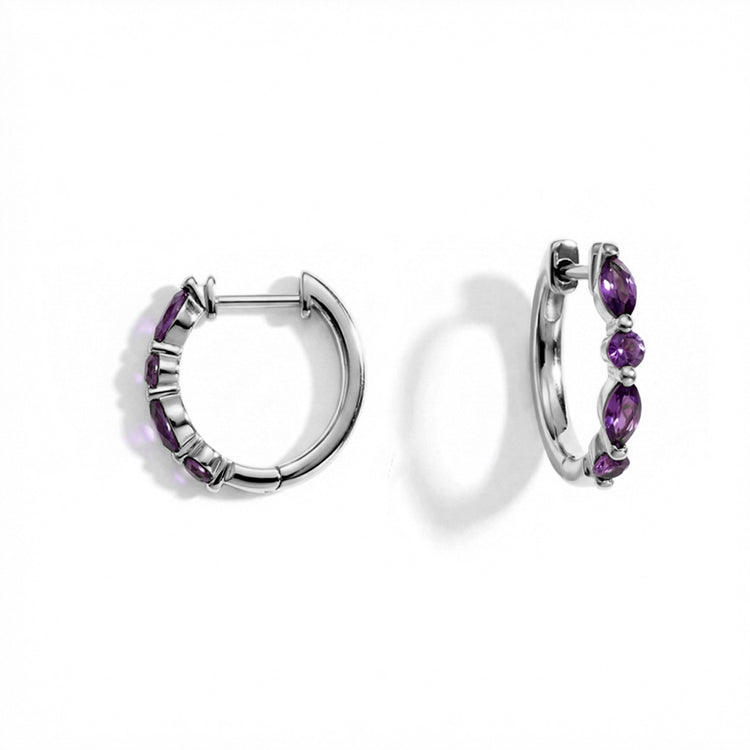 Amethyst Huggies Earrings - Elegant
