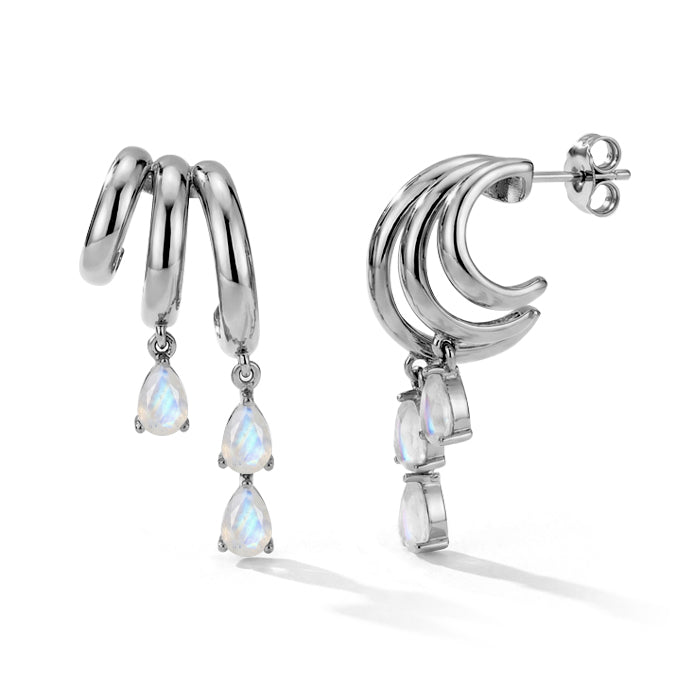Stacked Moonstone Earrings