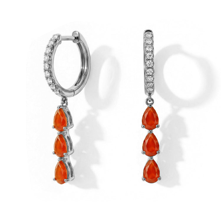 Long Carnelian Hoop Earrings