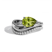 Streamlined Peridot Double Ring Set