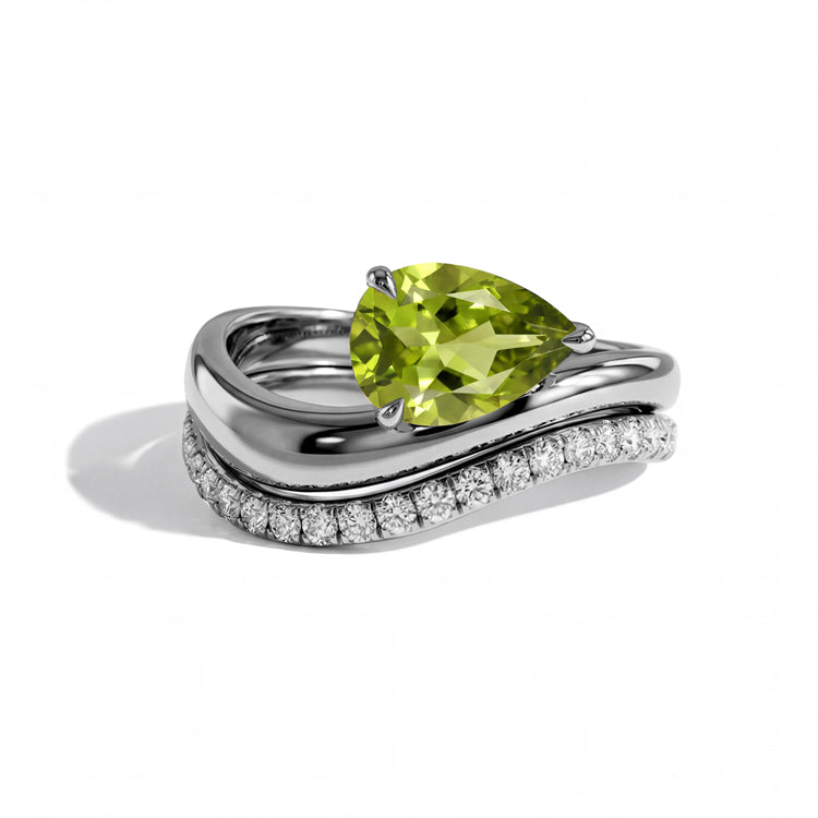 Streamlined Peridot Double Ring Set