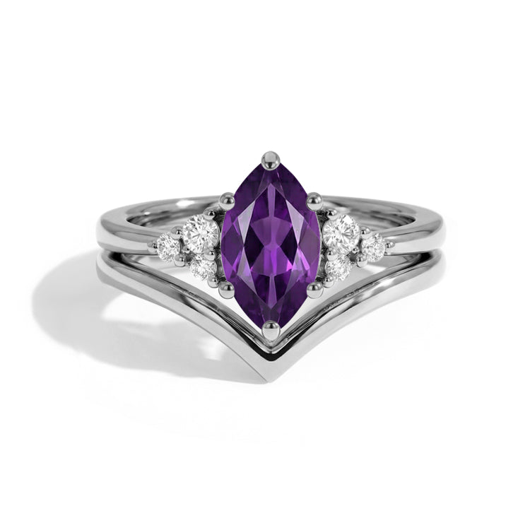 Amethyst V-Shaped Ring Set