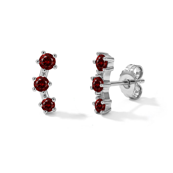 Garnet Stud Earrings - Stackable