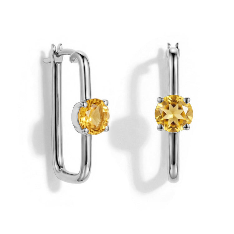 Large Citrine Hoop Earrings