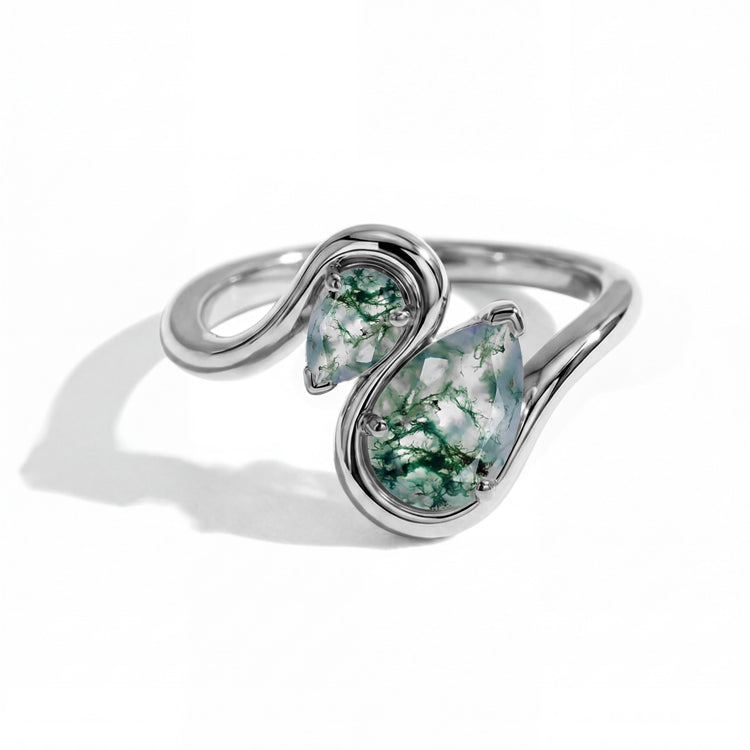 Pear Moss Agate Stacking Ring