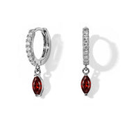 Hoops Earrings - Garnet Marquise