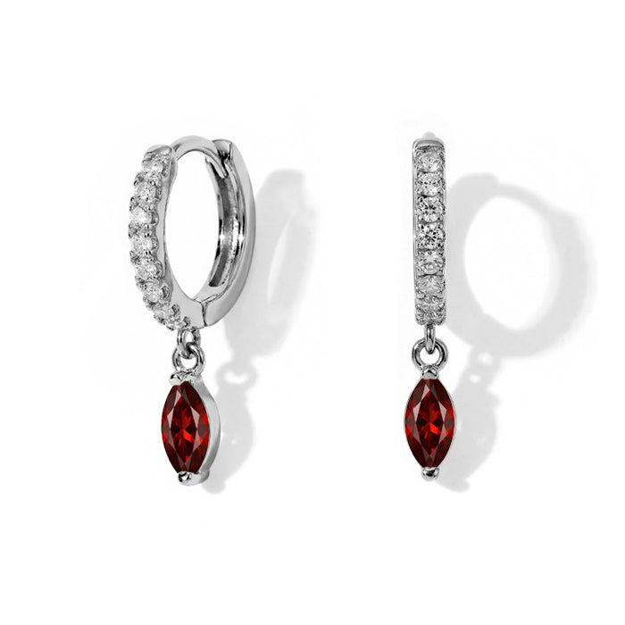 Hoops Earrings - Garnet Marquise