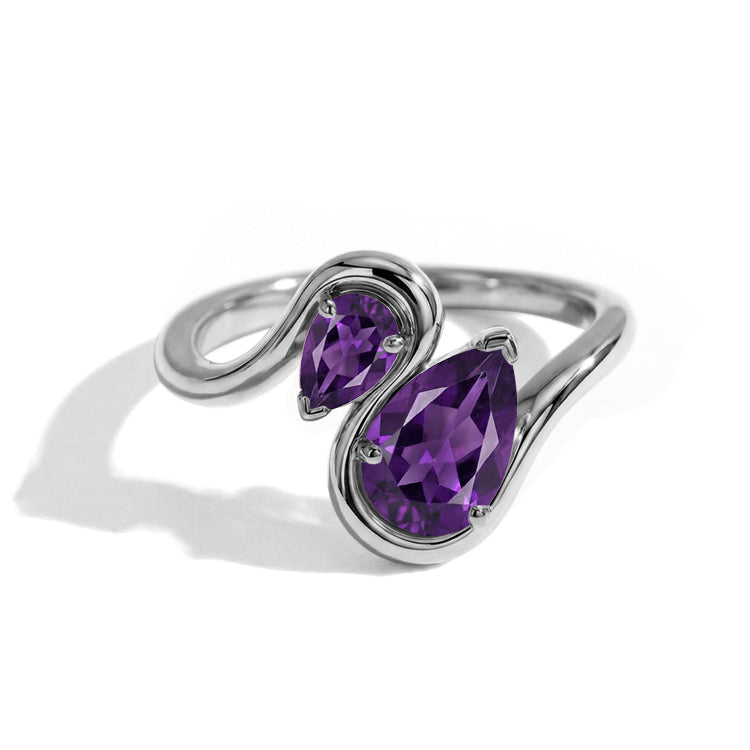 Pear Amethyst Stacking Ring