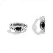 Twisted Black Onyx Huggies Earrings