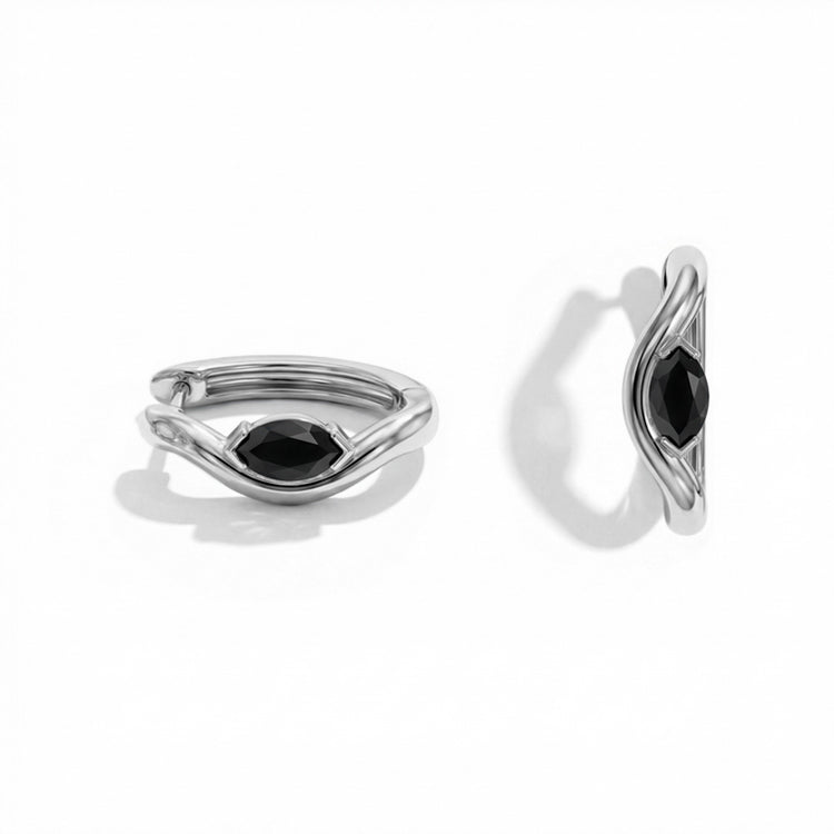 Twisted Black Onyx Huggies Earrings