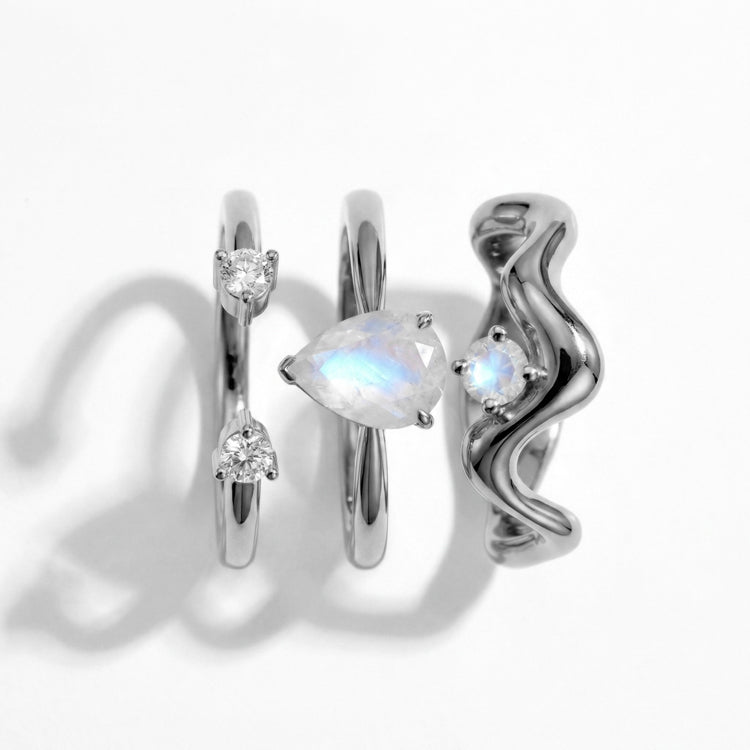 Moonstone Ring Trio