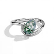 Contemporary Pear Moss Agate Ring