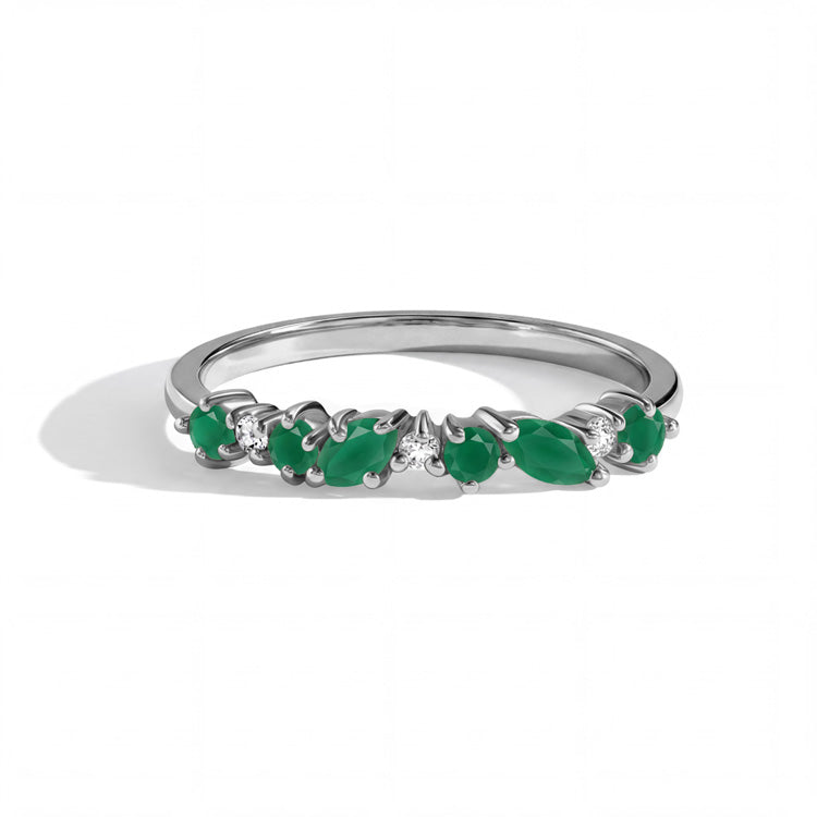 Alternating Green Agate Stacking Ring