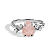 Rough Rose Quartz Twig Ring