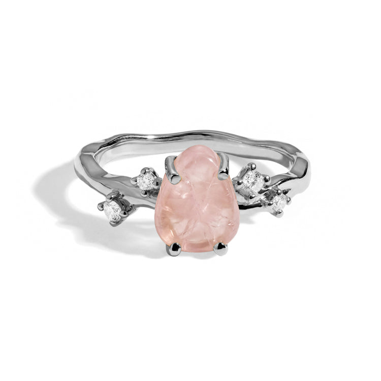 Rough Rose Quartz Twig Ring