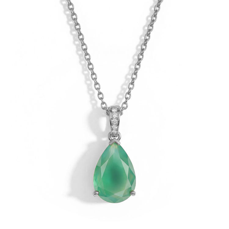 Green Agate Necklace - Pear