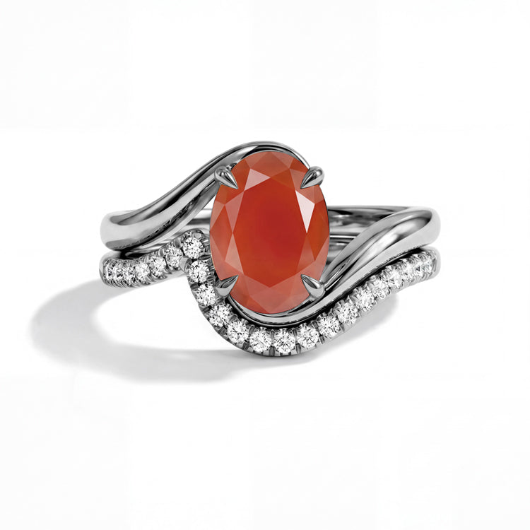Carnelian Double Band Ring Set