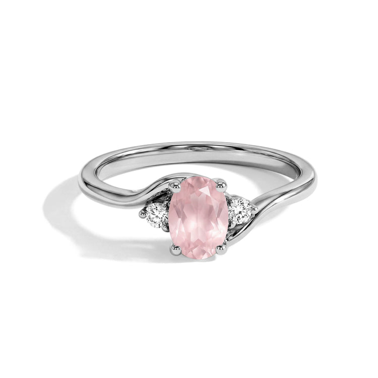 Oval Rose Quartz Twist Band Ring