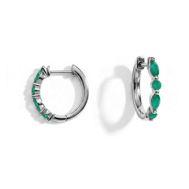 Green Agate Huggies Earrings - Elegant