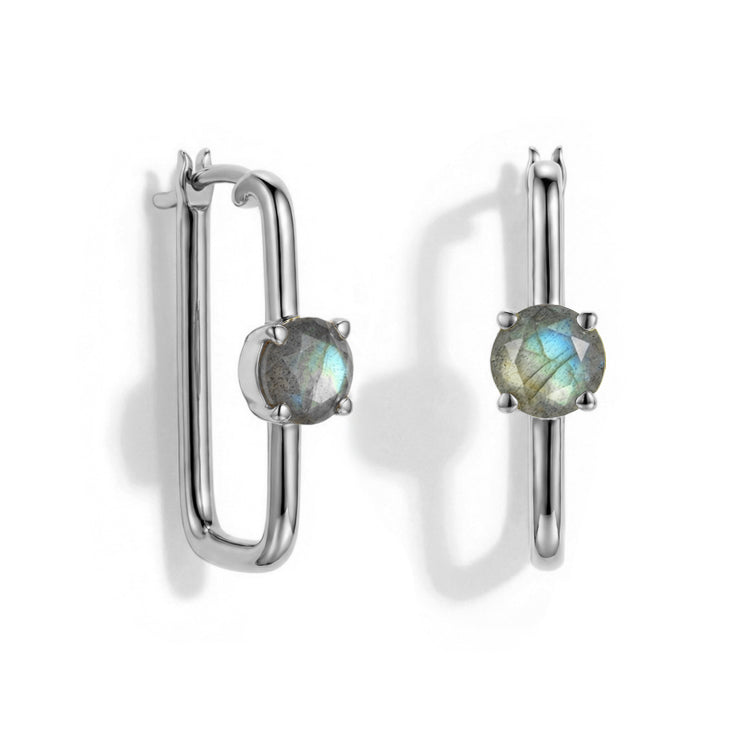 Large Labradorite Hoop Earrings