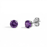 Amethyst Round Stud Earrings