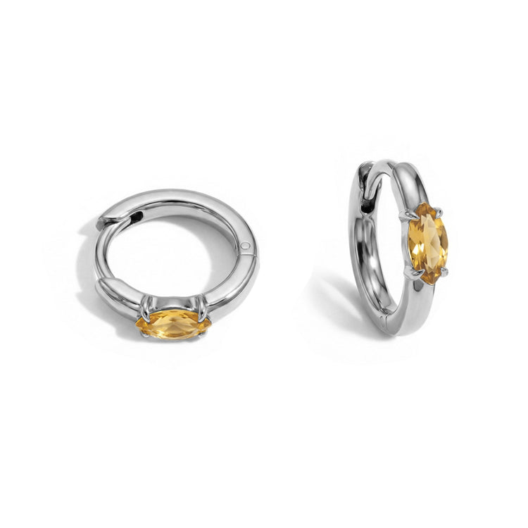 Huggies Citrine Earrings - Marquise
