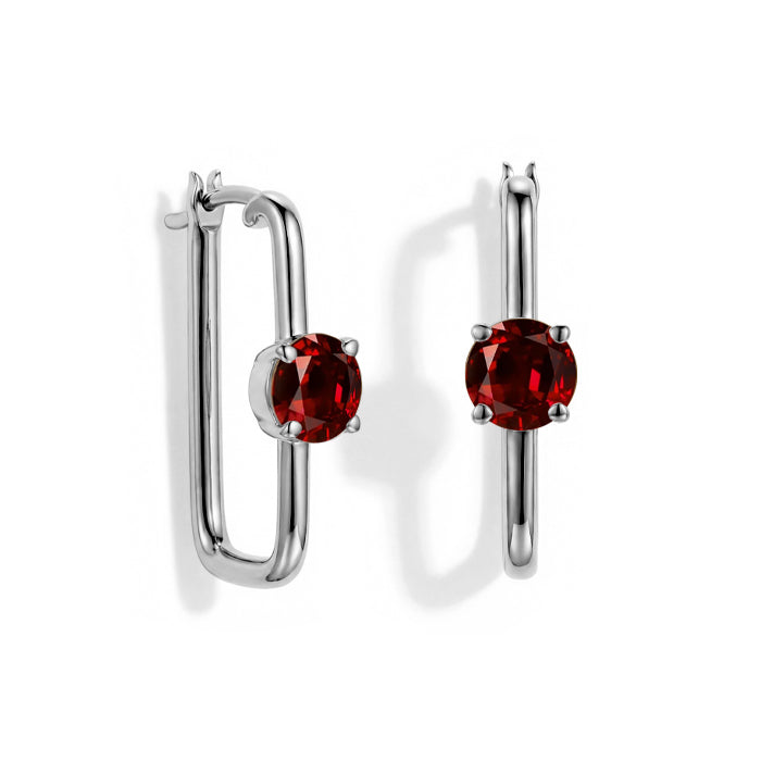 Large Garnet Hoop Earrings