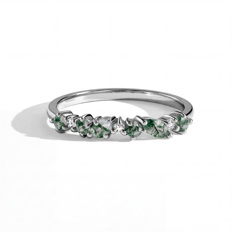 Alternating Moss Agate Stacking Ring