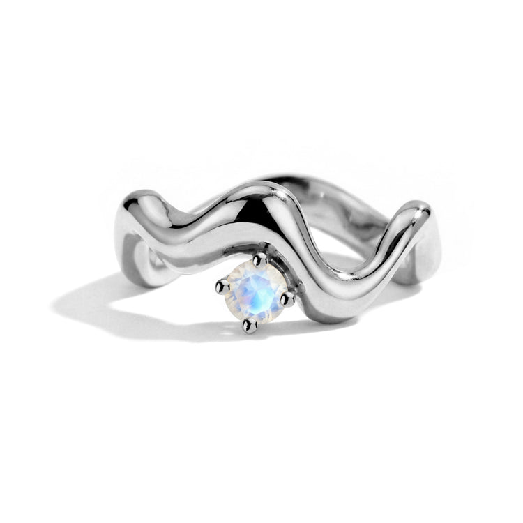 Wave-Twisted Moonstone Ring