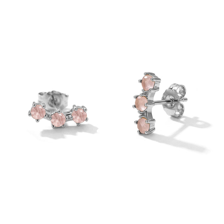 Rose Quartz Stud Earrings - Stackable