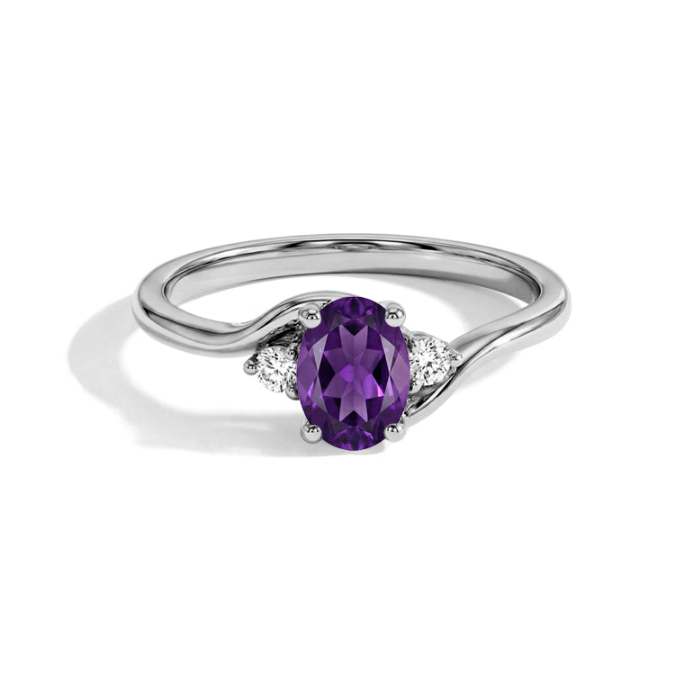 Oval Amethyst Twist Band Ring