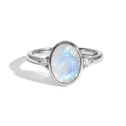 Oval Moonstone Ring - Raw Crystal
