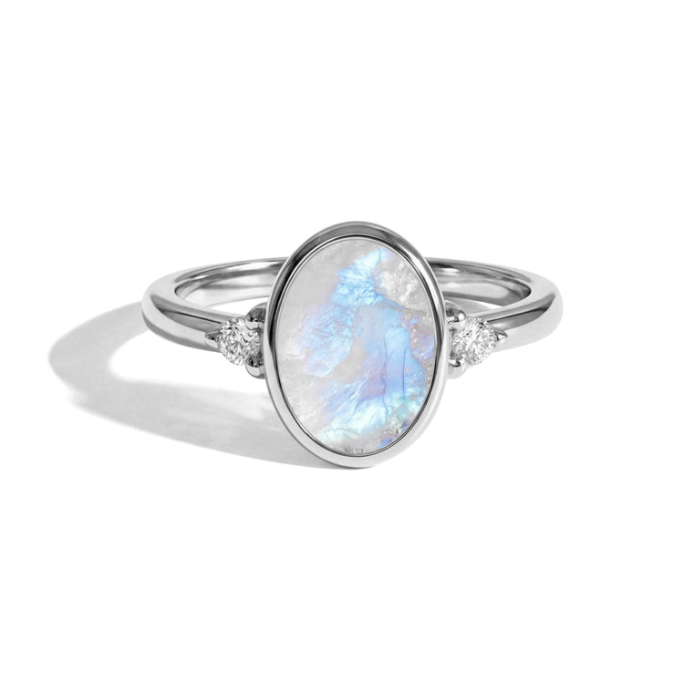 Oval Moonstone Ring - Raw Crystal