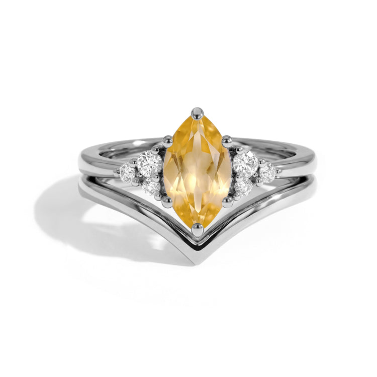 Citrine V-Shaped Ring Set