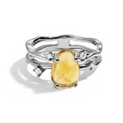 Asymmetrical Citrine Stack Ring