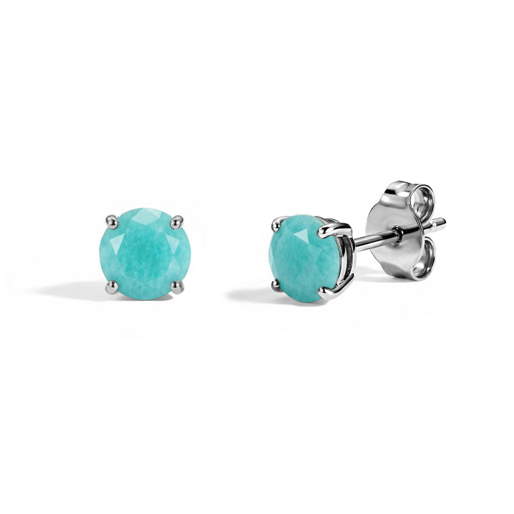 Amazonite Round Stud Earrings