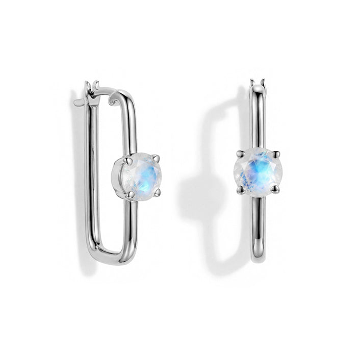 Large Hoop Earrings - Round Moonstone