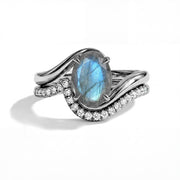 Twisted Labradorite Stackable Ring Set