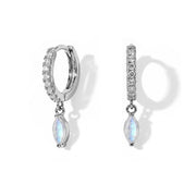 Moonstone Hoop Earrings - Marquise