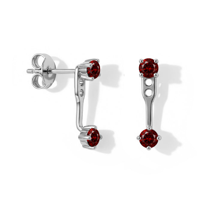 Round Garnet Earrings - Front & Back