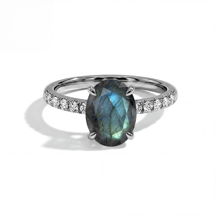 Oval Labradorite Rings - Minimalist