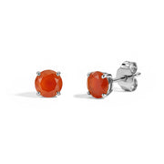 Carnelian Round Stud Earrings