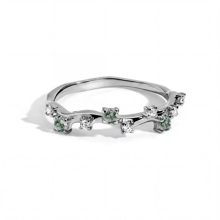 Dainty Moss Agate Stacking Ring