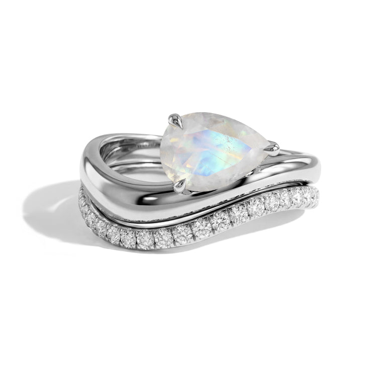 Streamlined Moonstone Double Ring Set